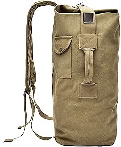 Amazon.com: Military Duffel Bag Top Load Double Strap Canvas Backpack Army Travel b : Sports & Outdoors