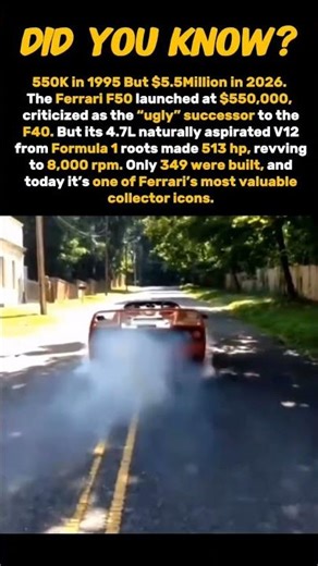 Ferrari F50 is one the most expensive cars ever made #history #formula1 #f1 #shorts