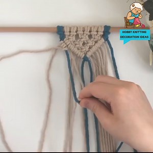 Diy macrame tutorial, Cross / Diamond pattern using double half hitch knot and square knot! 🫶❤️ 2 pieces of 2 meters blue macrame rope 6 pieces of 2 meters cream macrame rope | Hobby Knitting Decoration Ideas