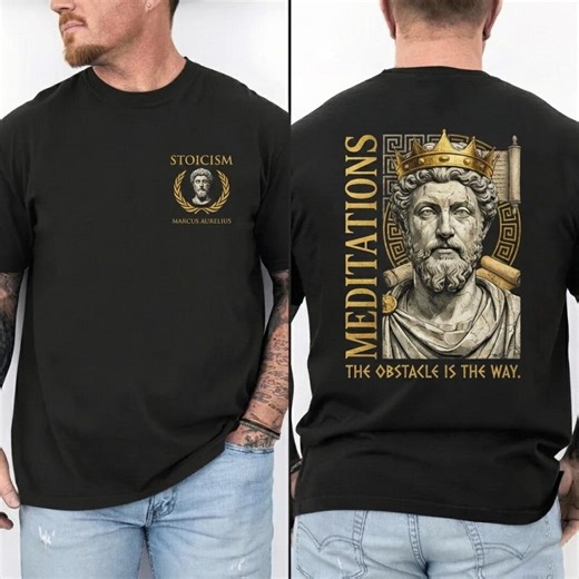 Marcus Aurelius Stoicism T Shirt – Meditations Philosopher Art, the Obstacle is the Way Design - Etsy
