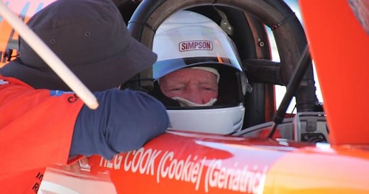 Reg Cook, 78, and closing in on an 'outrageous' 800km/h land speed record