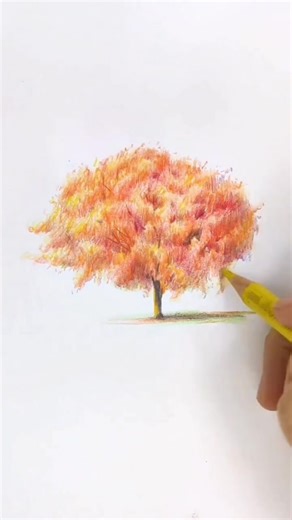How to draw a tree in autumn.#sketch #coloredpencil #artchallenge #drawingtutorial #tutorial #arttips #drawing #tiktokviral #fyp