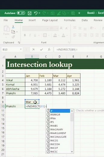 Intersection Lookup in MS Excel