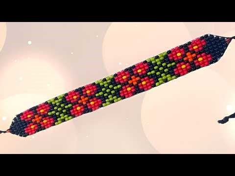 🌺 Romanian Traditional Beaded Loom Bracelet LIVE | Red Flower Folk Pattern Tutorial