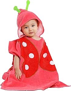 TONWHAR Kids Bath/Pool/Beach Hooded Poncho Towel - Cartoon Animal Pattern Cotton Beach Towel for Toddler Boys Girls, 1-5 Years (Butterfly)