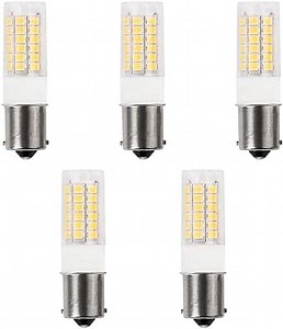 Cheopha BA15s 1156 1141 Low Voltage Bayonet Bulb Single Contact RV LED Bulbs 3 Watt 10-30VDC Warm White for Automotive RV SUV Reversing Turn Light Marine Boat Navigation Anchor Stern Lights Pack of 5