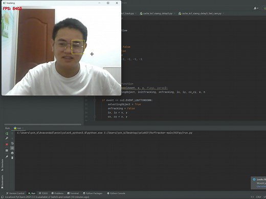 KCF卡尔曼滤波算法目标跟踪python3.8opencv4.8