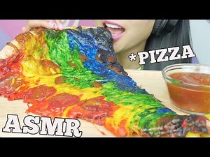 ASMR GIANT RAINBOW EXTRA CHEESY PIZZA (EATING SOUNDS) NO TALKING | SAS-ASMR