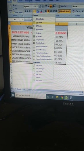 Excel sheet border apply formatting cell #excel #microsoftoffice #shorts #computer