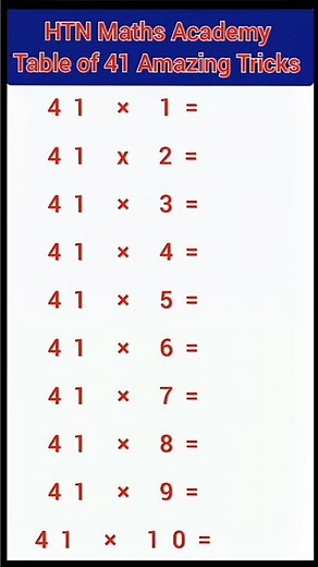 Table of 41 Amazing Tricks💥Using table of 4 | 41 times table trick #maths #education #shorts