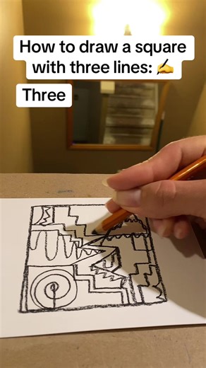How to draw a square with three lines ✍️