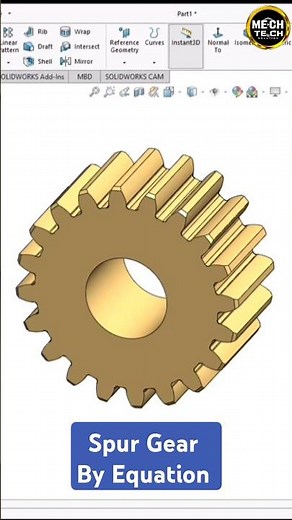 Spur Gear By Equation In SOLIDWORKS 🔥 #spurgear #3dmodeling #solidworks #geardesign #solidwork2026