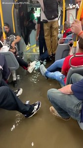 39K views · 356 reactions | Some commuters on a New York City bus climbed their seats on Wednesday, July 31, after water seeped in the bus floor as it drove through the flooded area of Staten Island. A video uploaded to a social media website shows people with their legs off the floor, with some standing atop the seat. Local media reported that a flash flood warning had been issued for Staten Island on Wednesday afternoon due to the expected heavy storms. (Reuters) | Voice of America | Facebook