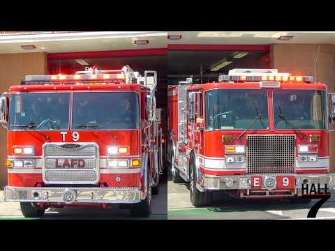 Los Angeles Fire Department (LAFD) - Engine 9, Truck 9, & Rescue 10 Responding