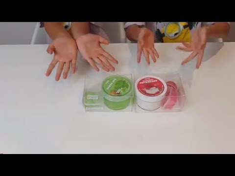 SLIME TIME! KOREAN Fruit Slime | Grape and Strawberry pieces...#slime #kidsvideo