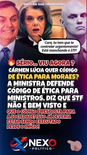 CÁRMEN LÚCIA DEFENDE CÓDIGO DE ÉTICA NO STF E LEVANTA DEBATE SOBRE CONDUTA DE MINISTROS!