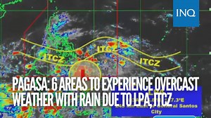 The combined effects of the intertropical convergence zone and the low pressure area (LPA) will cause overcast weather and rain in six areas in the country on Friday, said the state weather bureau. Read more: https://newsinfo.inquirer.net/1694934/6-areas-to-experience-overcast-weather-with-rain-due-to-lpa-itcz | INQUIRER.net