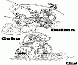 Bulma, Goku and the dragon balls coloring page printable game
