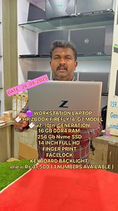 3.3K views · 20 reactions |  WORKSTATION LAPTOP  HP ZBOOK FIREFLY14 G7 MODEL  i7-10th GENERATION 16 GB DDR4 RAM 256 Gb Nvme SSD 14 INCH FULL HD FINGER PRINT FACELOCK KEYBOARD BACKLIGHT விலை Rs.31,500 ( 1 NUMBERS AVAILABLE ) | Suresh Kumar | Facebook