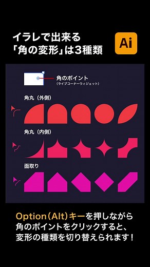 【illustrator】イラレで出来る「角の変形」は3種類#illustrator #tutorial #イラストレーター #テクニック #チュートリアル #イラレ