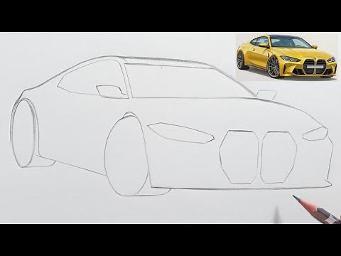 How to Draw BMW M4 Step by Step | Easy BMW M4 Drawing Tutorial for Beginners