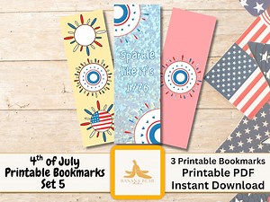 4th of July Printable Bookmarks | Set 5 | Patriotic Sun Design | Instant Download | Red White & Blue Bookmarks | Digital Download - Etsy Canada