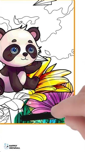 Coloring Cute Panda | Coloring Book Pages #shorts #panda #animals #animal #coloring #colors