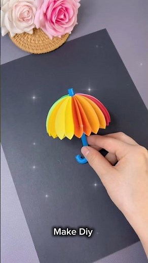 How to Make Mini Rainbow Umbrella 🌈☂️ | Easy Paper Craft in 1 Minute #shorts #viralshort #craft