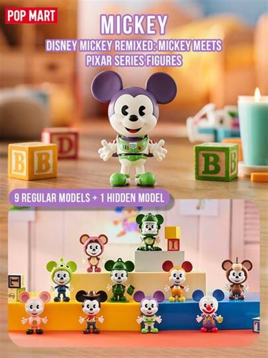 POP MART Disney Mickey Reimagined Series: Mickey Meets Pixar Blind Box Figurine, Toy Story Themed Collaboration, Features Fantastical Character Designs, 3.54-3.94 Inch PVC/ABS Detachable Magnetic Outfits, Carefully Crafted Interchangeable Fashion Details, Collectible Series, Ideal Gift For Mickey Fans, Pixar Enthusiasts, Blind Box Collectors, And IP Crossover Lovers | SHEIN