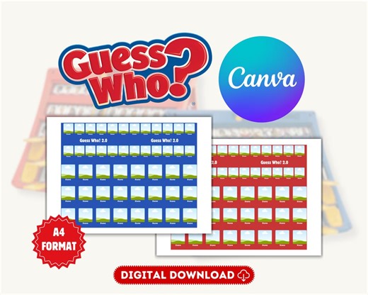 Guess Who Template | Custom Guess Who 2.0 | Canva Template | Guess Who Game Sheets | Easy to Use | Editable in Canva | Instant Download - Etsy