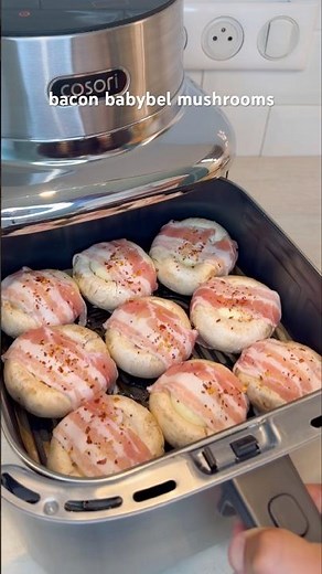 bacon babybel mushrooms #shorts #babybel #airfryer