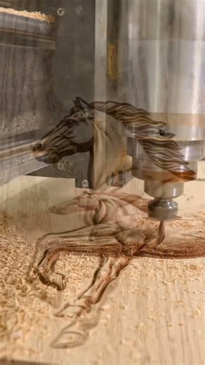 Horse scenery made with cnc router #wood #cncsoftware #cncmill #cnc #woodworking