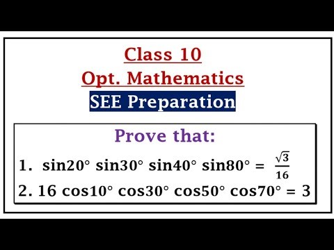 Class 10 Opt. Math | Prove Trigonometric Identities | SEE Preparation