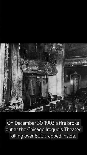 The Iroquois Theatre fire occurred on Dec 30, 1903, killing 602 people during a matinee performance.