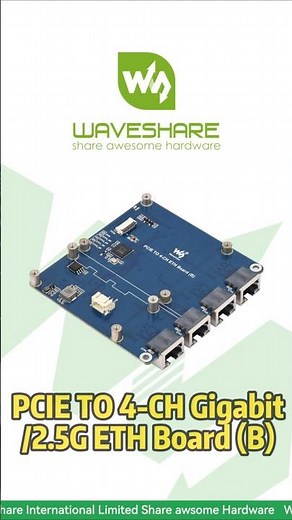 PCIE TO 4-CH Gigabit/2.5G ETH Board (B),Made for Pi 5,#waveshare #raspberrypi5