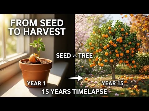 Orange Tree Seed to Fruit: 15-Year Growth in 3 Min Epic Timelapse