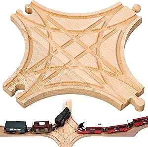 Wooden Train Track Accessories, Forked Wooden Train Tracks Expansion Multi Way Switch Track for Most Major Brand Railway Set