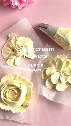 4 ways -1 tip buttercream flowers🌸 #spring #flowers #cakedecorating #buttercreamflowers
