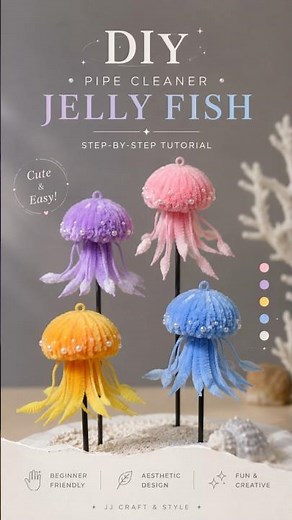 DIY Pipe Cleaner Jellyfish 🪼✨ | Easy Pastel Ocean Craft #shorts #pipecleanercraft #diykeychain