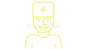 Animated Yellow Icon of Doctor. Linear Medical Symbol is Drawn Stock Footage - Video of smile, medical: 364397516