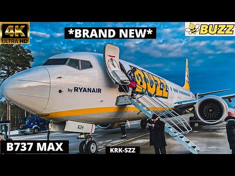 [4K] TRIP REPORT | Brand-New BUZZ B737 MAX 8-200! | Kraków to Szczecin | Ryanair Boeing 737-8200