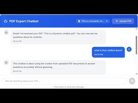 Dynamic AI PDF Chatbot – Upload Any PDF & Ask Questions Instantly