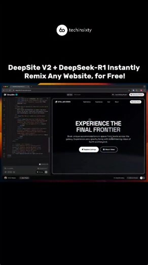 Techinsixty | AI | Apps | Web on Instagram: "DeepSite V2 + DeepSeek-R1 is your free ticket to transforming how you interact with the web. Instead of just browsing websites, you can now instantly edit, tweak, and redesign any webpage directly in your browser no coding skills required. It’s like having a powerful web design studio at your fingertips, completely free. Key Features: Free & Open-Source – No cost to use, no hidden fees. Instant Website Editing – Click on any page element and change te