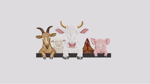 Farm Animal Machine Embroidery Design Bundle – Cow Pig Sheep Goat Chicken, Barnyard Animals, 5 Sizes - Etsy