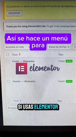 Haz menú dinámicos en Elementor para WordPress.