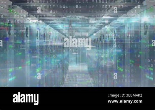 Animation of binary coding data processing and human brain icon against computer server room. Cyber security and medical research technology concept Stock Video Footage - Alamy