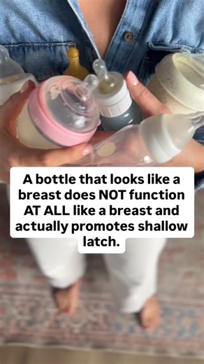 Cassie Getting l Board Certified Lactation Consultant on Instagram: "Bottles that look like a breast = clever marketing to make you think they BEHAVE like a breast, which couldn’t be farther from the truth. A bottle that looks like a breast is actually my least recommended shape as a lactation consultant. Questions about bottle feeding? DM me to chat more! #bottlefed #bottlefeeding #bottlerefusal #bottlefeedingtips"