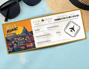 Printable Boarding Pass | Rome Boarding Bass | Editable Boarding Pass Template | Surprise Trip Boarding Pass | Instant Download | - Etsy Canada