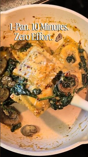 One Pan Ravioli in 10 Minutes — No Boiling, No Draining, No Effort #food #recipe #foodshorts