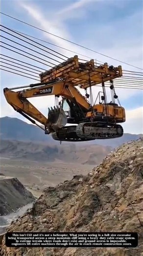 Excavator Flying Over a Cliff: Extreme Cable Crane Engineering